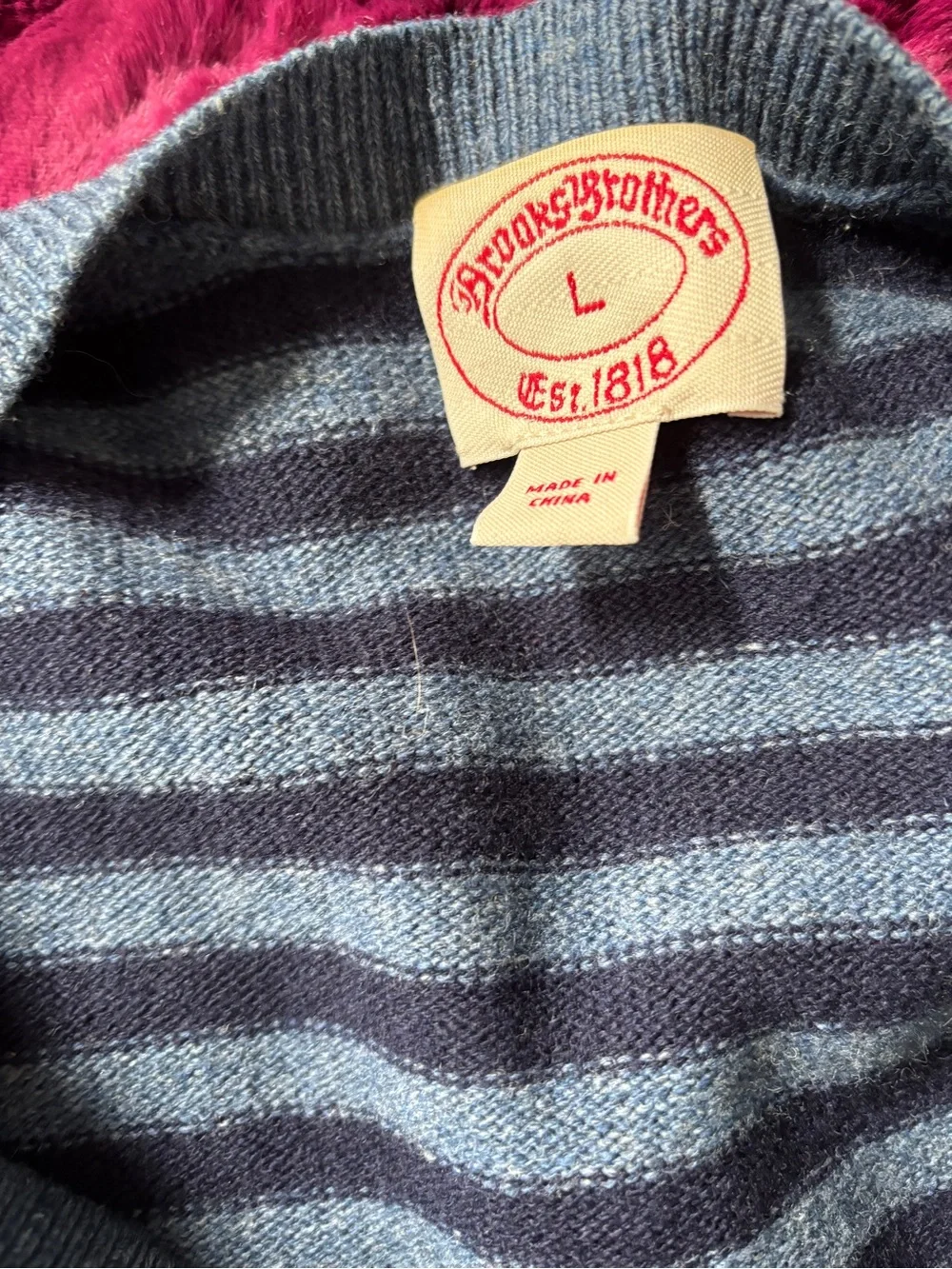 Brooks Brothers Men's large Navy Knit Button-Up Vest with Slate Trim